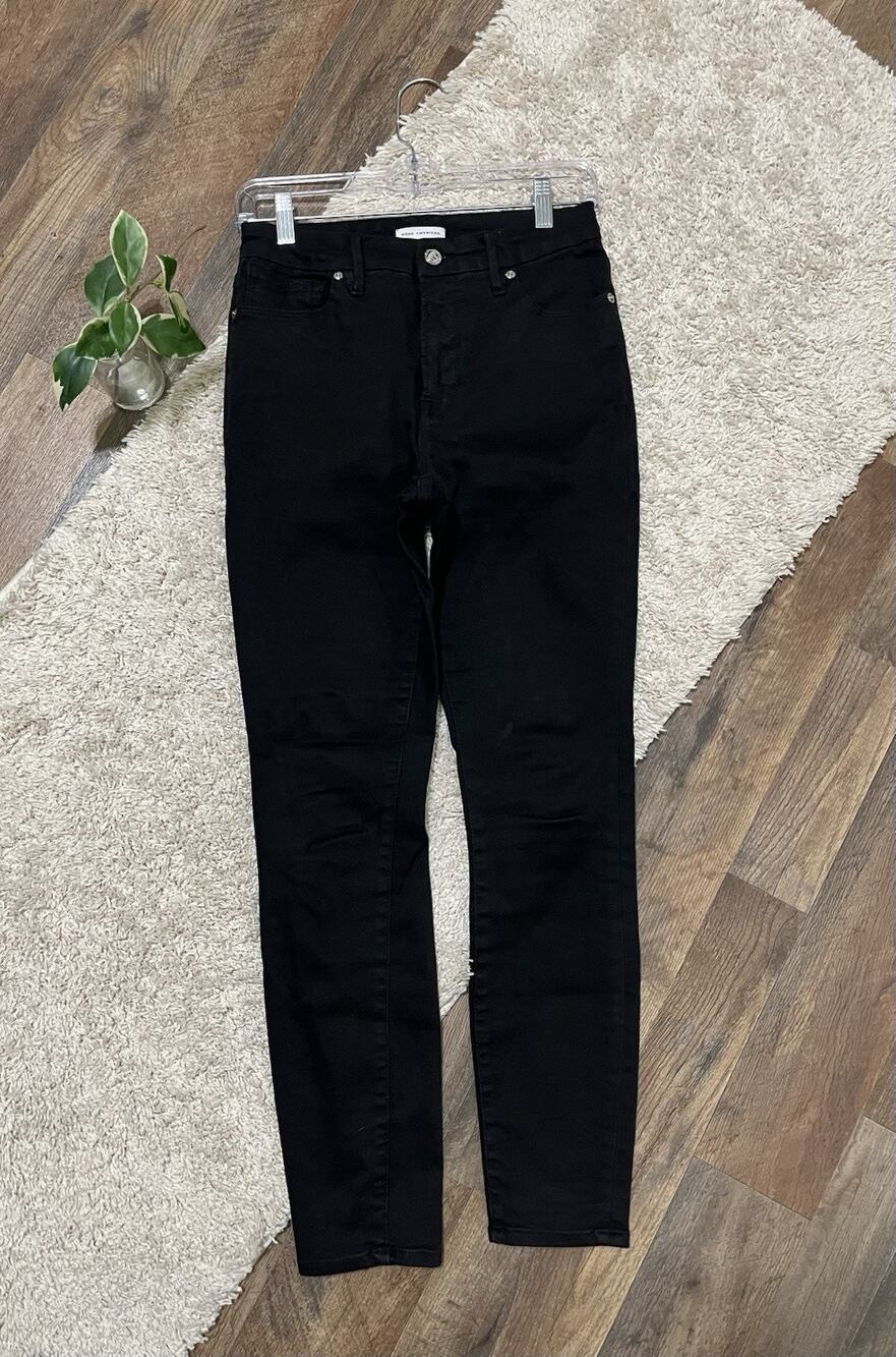 Good American Size 6/28 Black Mid-Rise Skinny Jeans